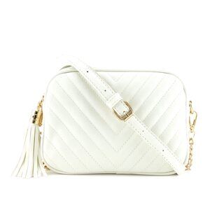 9557 Simple Shoulder Crossbody Bag With Metal Chain Strap And Tassel Top